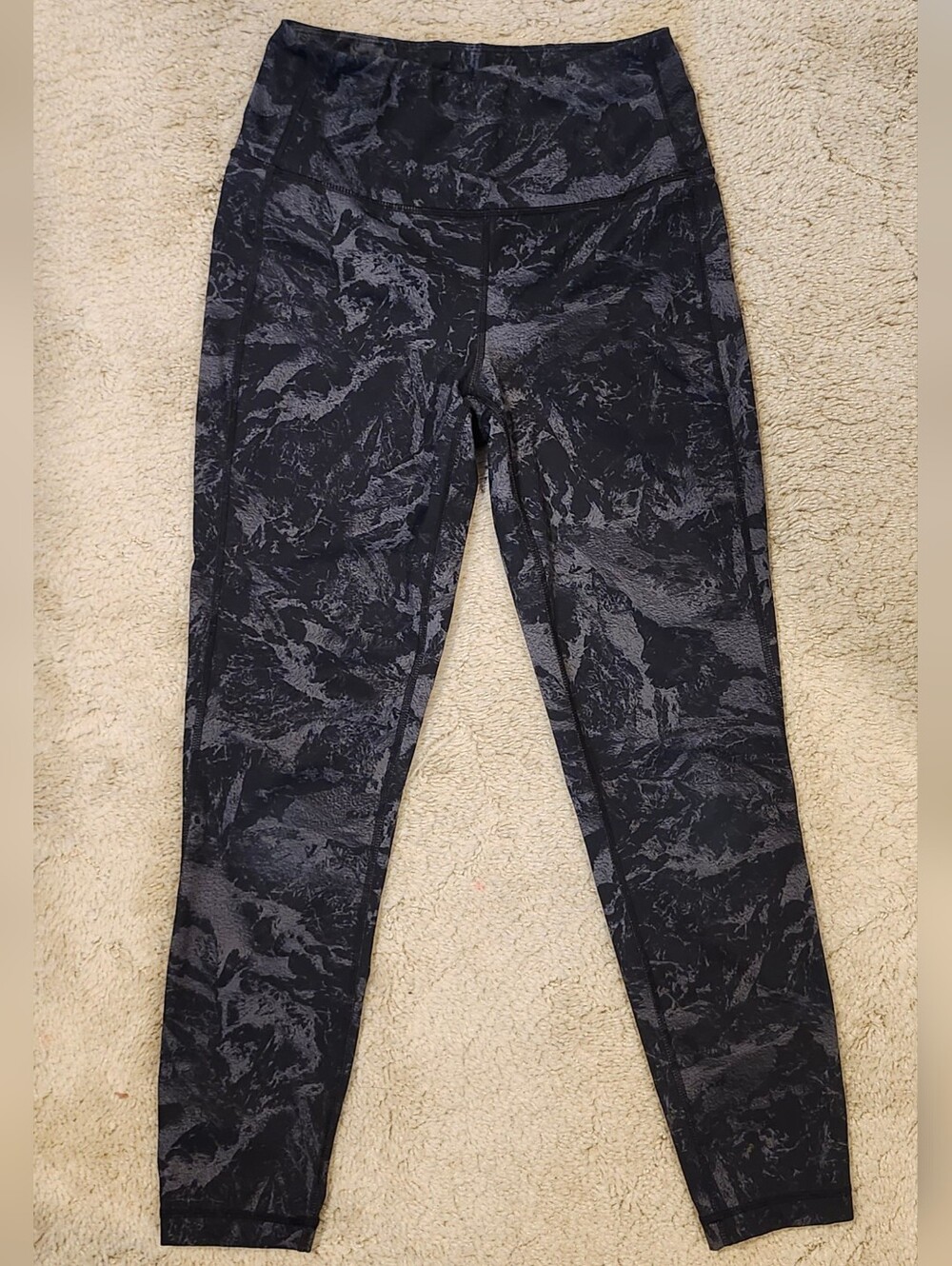 Lole Women's Black Patterned High-Waist Leggings SMALL